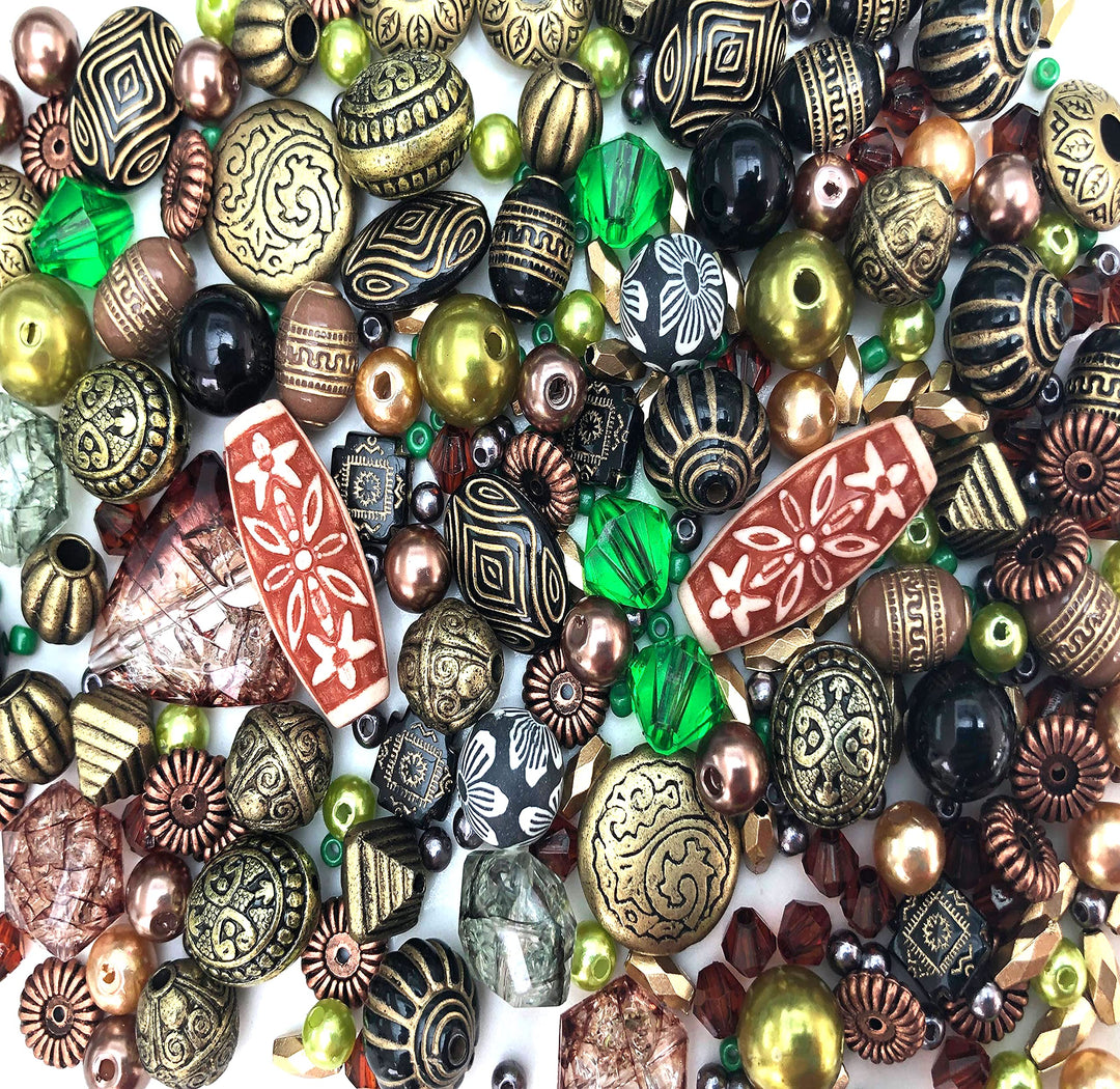 Large 80g Packs of Jewelry Making Beads Mixed (Brown)