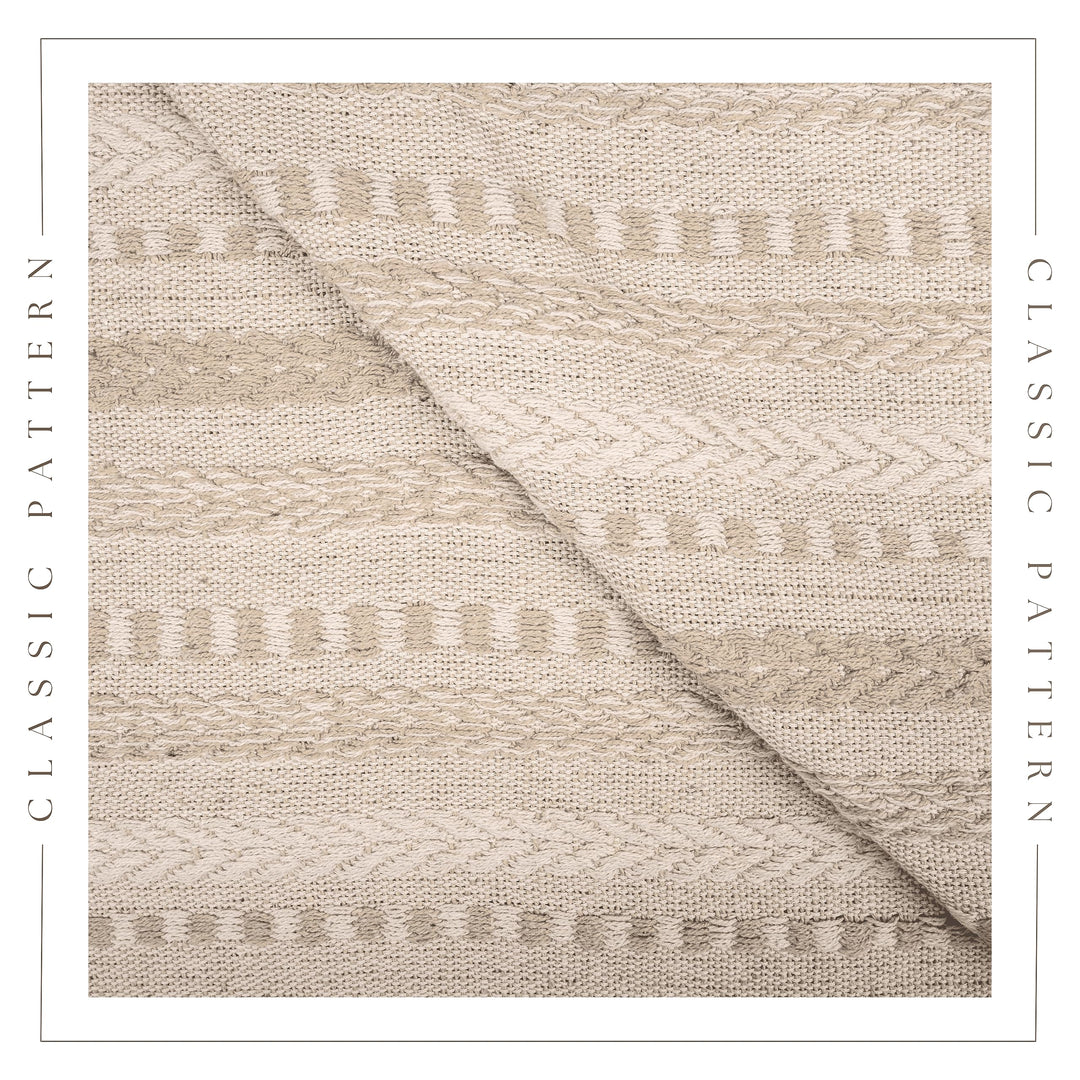 Farmhouse Throw Blanket Boho Living Room Decor Brown Cotton Stripe Cozy Bed Blankets with Fringe Soft and Luxury for Couch 50 x 60 Inches Warm Sand