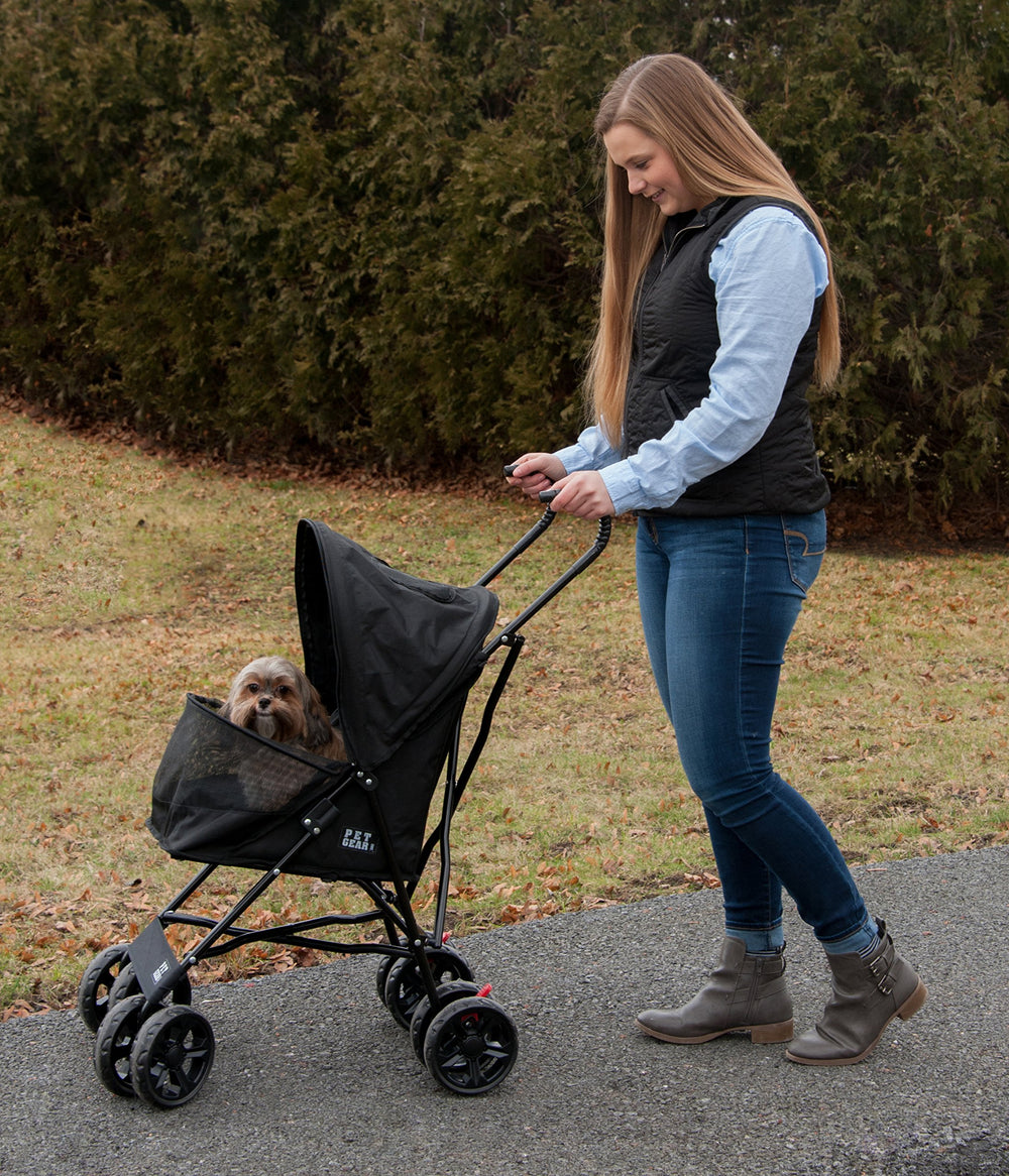 Travel Lite Plus Stroller, Compact, Easy Fold, No Assembly Required, Large Wheels for Cats and Dogs up to 15 pounds, 3 Colors