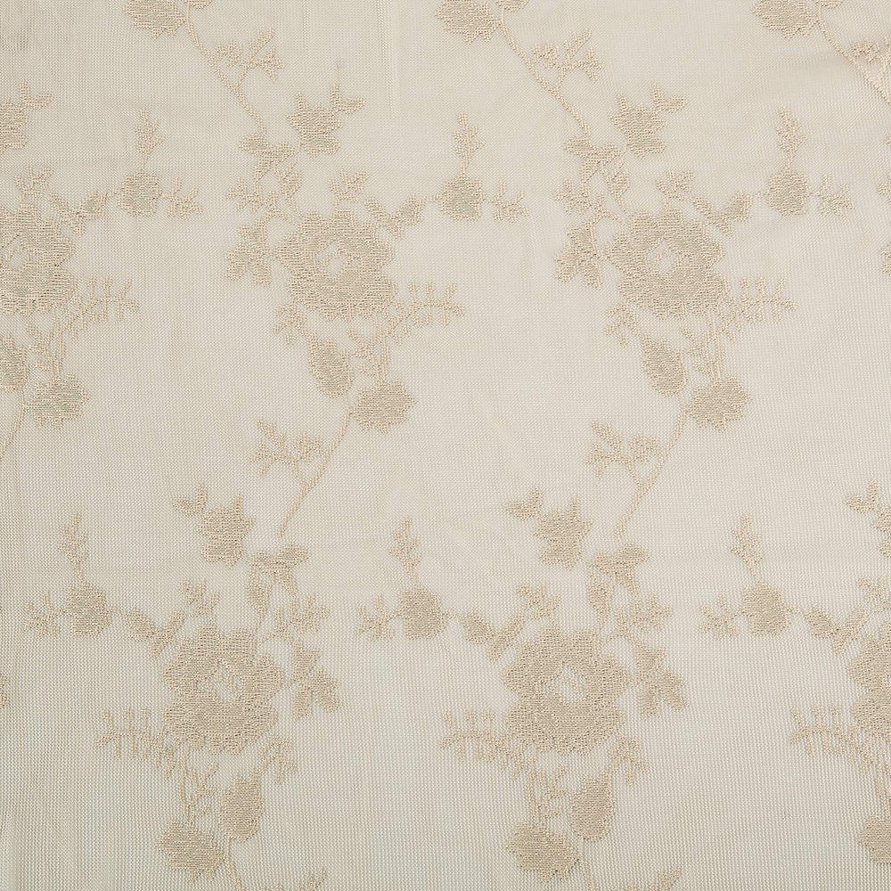 Alison-Tr Floral Lace Sheer Rod Pocket Kitchen Curtain Swag Pair, 58 x 38, Stone