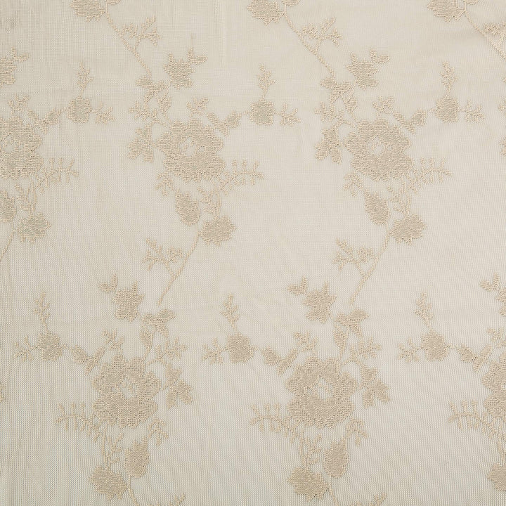 Alison-Tr Floral Lace Sheer Rod Pocket Kitchen Curtain Swag Pair, 58 x 38, Stone