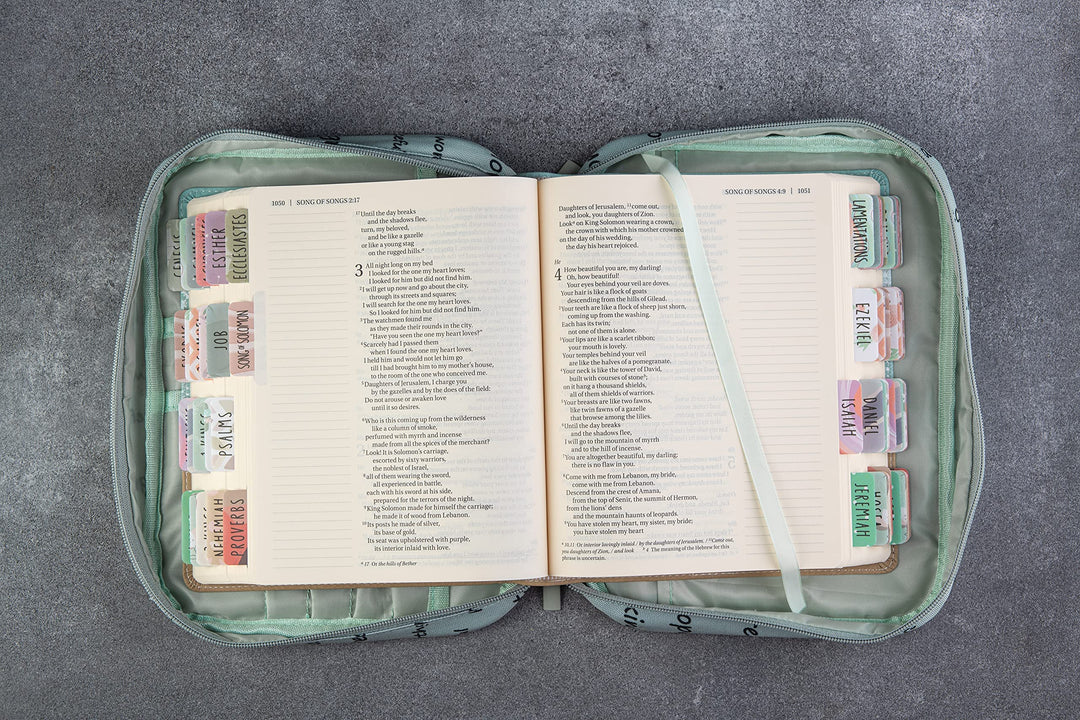 Bible Cover with Handles, Zippered Bible Carrying Case for Men and Women, Bible Tote Bag for Kids, Bible Book Cover, Bible Accessories, Christian Gifts 7.5 x 10 x 2.5in (Noble Words)