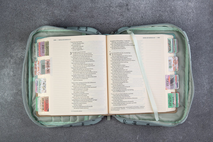 Bible Cover with Handles, Zippered Bible Carrying Case for Men and Women, Bible Tote Bag for Kids, Bible Book Cover, Bible Accessories, Christian Gifts 7.5 x 10 x 2.5in (Noble Words)
