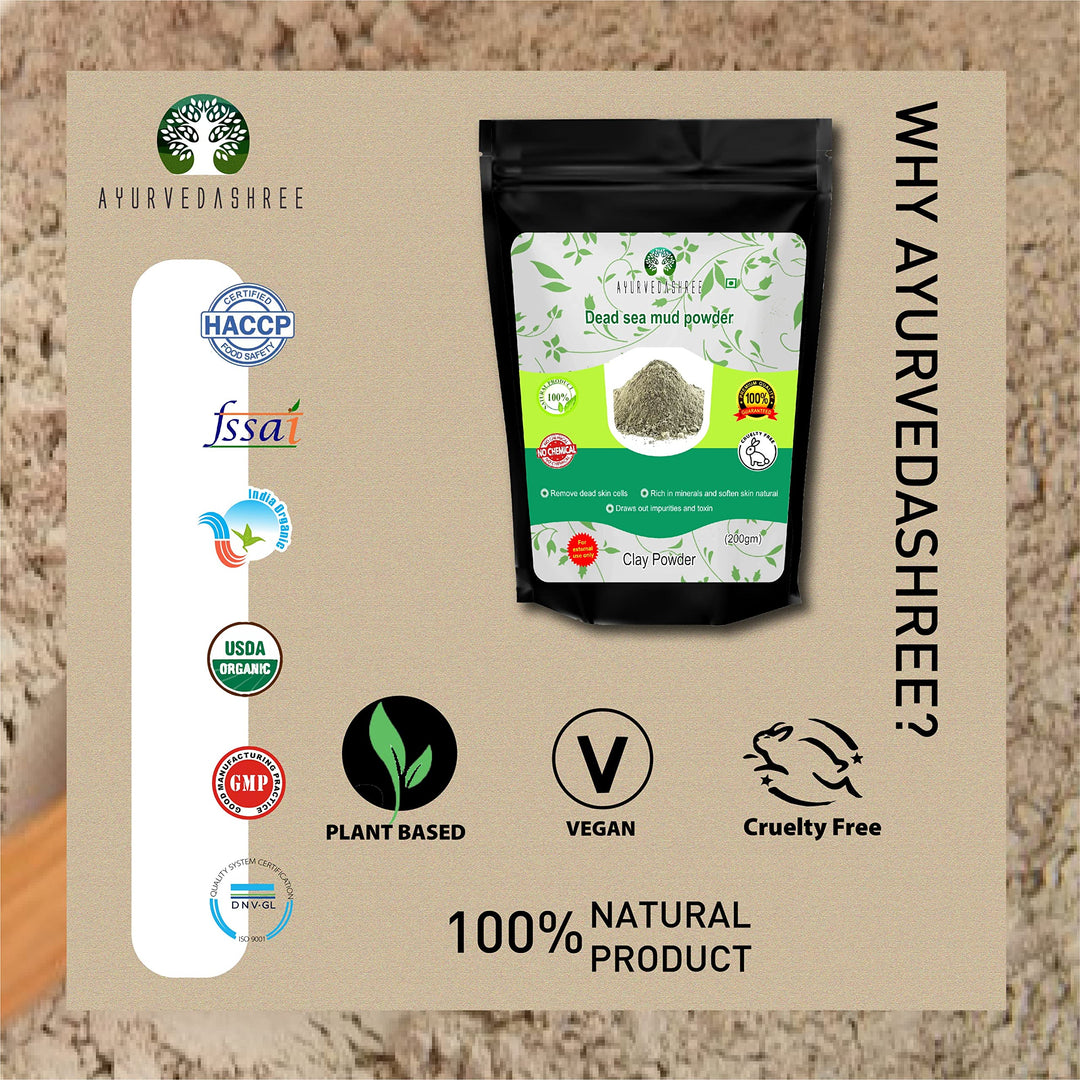 Dead Sea Mud 200 Gm | Nourishes Exfoliates Softens &amp; Detoxify the Skin | DRY CLAY POWDER | 100% Only Dead Sea mud powder | Skin care | Facial Mask