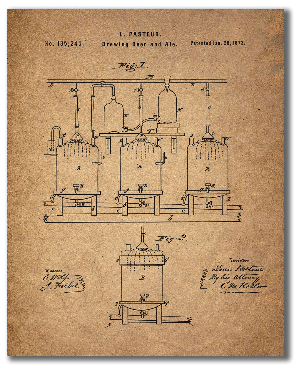 Beer Patent Wall Art Prints - Set of 6 (8 inches by 10 inches) Vintage Bar Photos