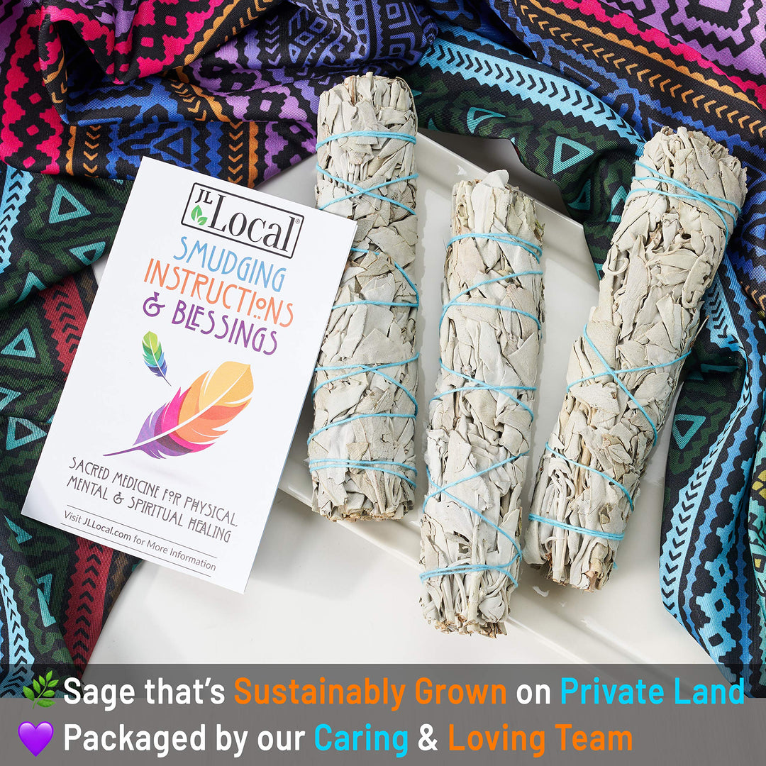 6 3 Pack White Sage Smudge Sticks | 6-inch Large Wanderlust Smudging Wand Incense Stick for Cleansing, Purifying, Healing, Meditation, Yoga, Blessing New Home (3 Pack)