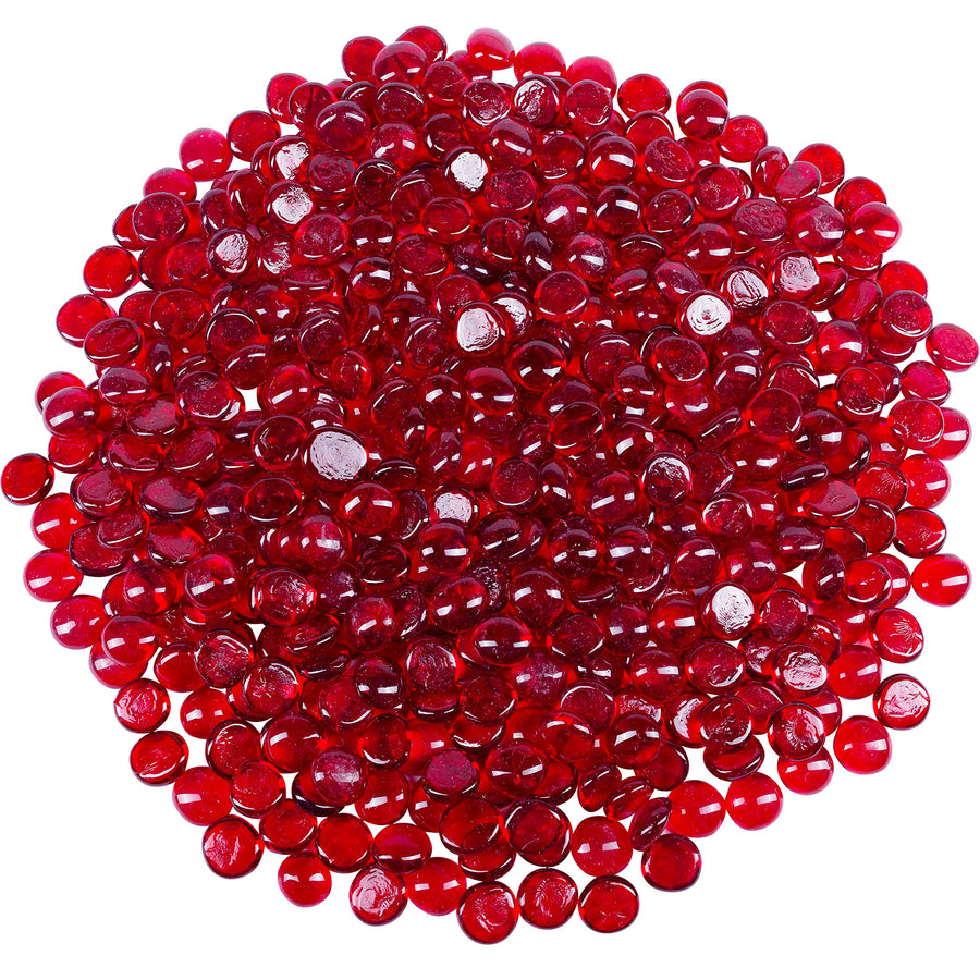 Red Flat Glass Marbles for Vases Glass Gems Beads Pebbles Vase Filler (5 LBS, Approx. 450 PCS)