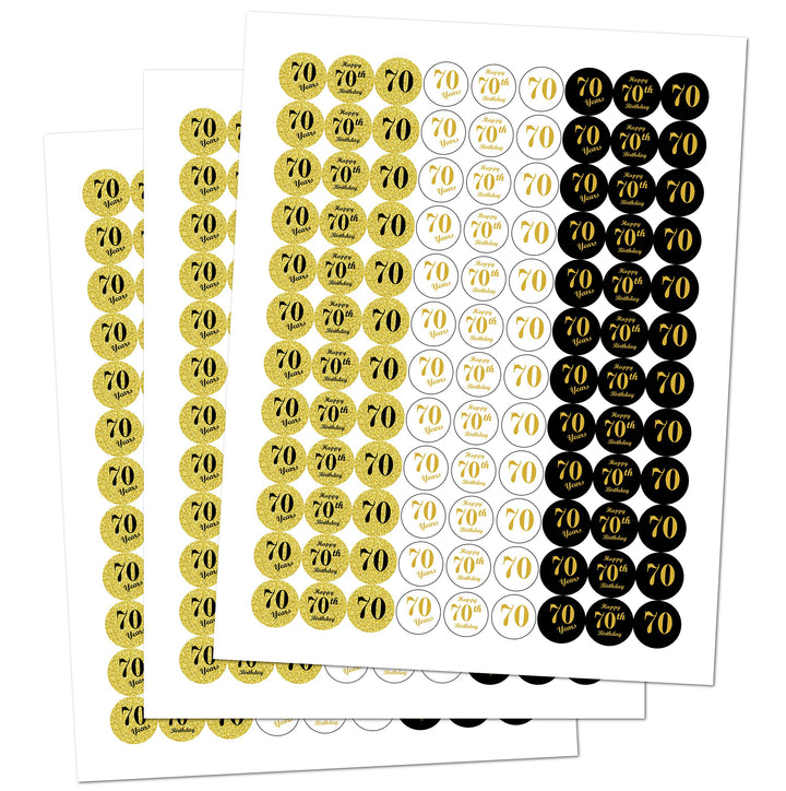 70th Birthday Kisses Stickers, (Set of 324) Chocolate Drops Labels Stickers for 70th Birthday, Hershey&#39;s Kisses Party Favors Decor, 9 Designs (36 Stickers of Each)