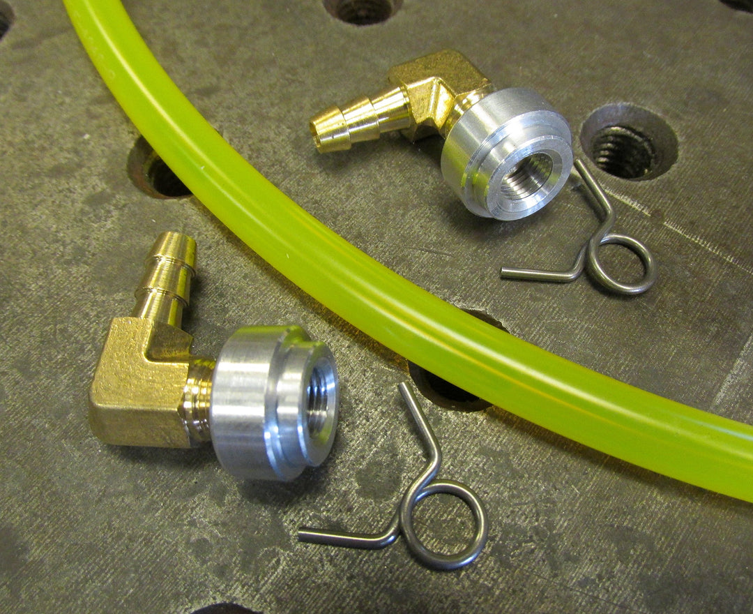 Aluminum Motorcycle Gas Tank Fuel Gauge Oil Bag Sight Window - Yellow Tygon Hose Style External Fuel Gauge - Alum Bungs - Chopper Bobber Cafe Racer Harley (YEL/AL)