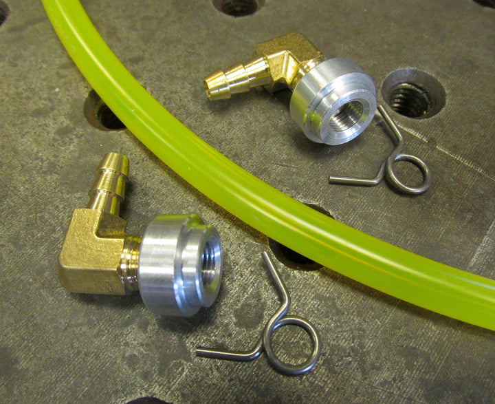 Aluminum Motorcycle Gas Tank Fuel Gauge Oil Bag Sight Window - Yellow Tygon Hose Style External Fuel Gauge - Alum Bungs - Chopper Bobber Cafe Racer Harley (YEL/AL)