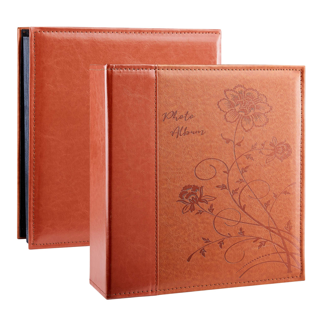 Photo Picutre Album 4x6 500 Photos, Extra Large Capacity Leather Cover Wedding Family Photo Albums Holds 500 Horizontal and Vertical 4x6 Photos with Black Pages(Brown)