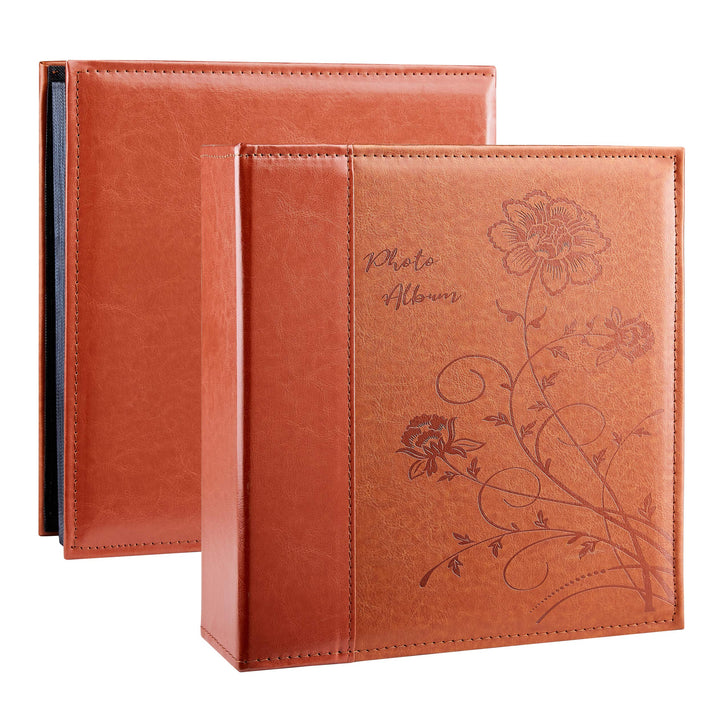 Photo Picutre Album 4x6 500 Photos, Extra Large Capacity Leather Cover Wedding Family Photo Albums Holds 500 Horizontal and Vertical 4x6 Photos with Black Pages(Brown)