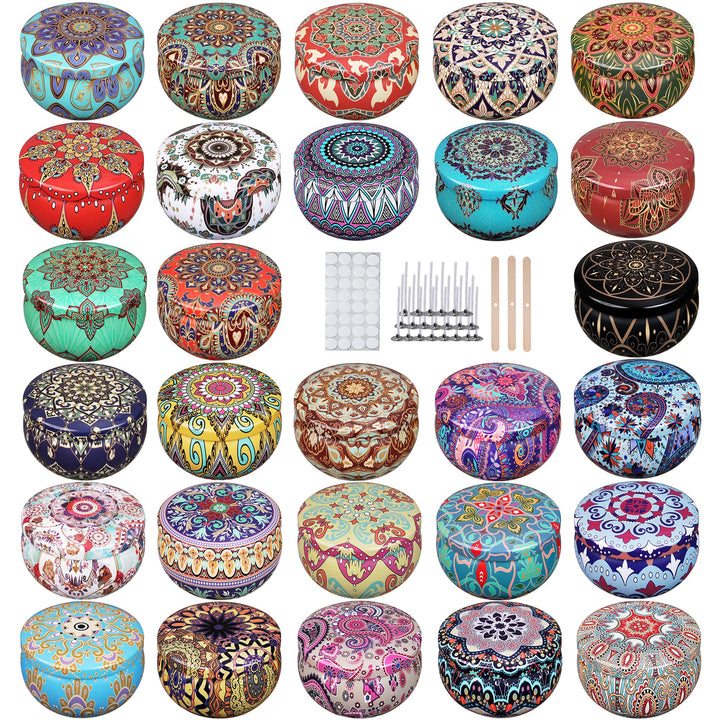 DIY Candle Tins 2.2oz 28 Pieces 28 Color, Round Containers with Lids, Candle Wicks, Wicks Holder, Wicks Stickers for Candle Making, Arts &amp; Crafts, Storage &amp; More (2.2OZ)