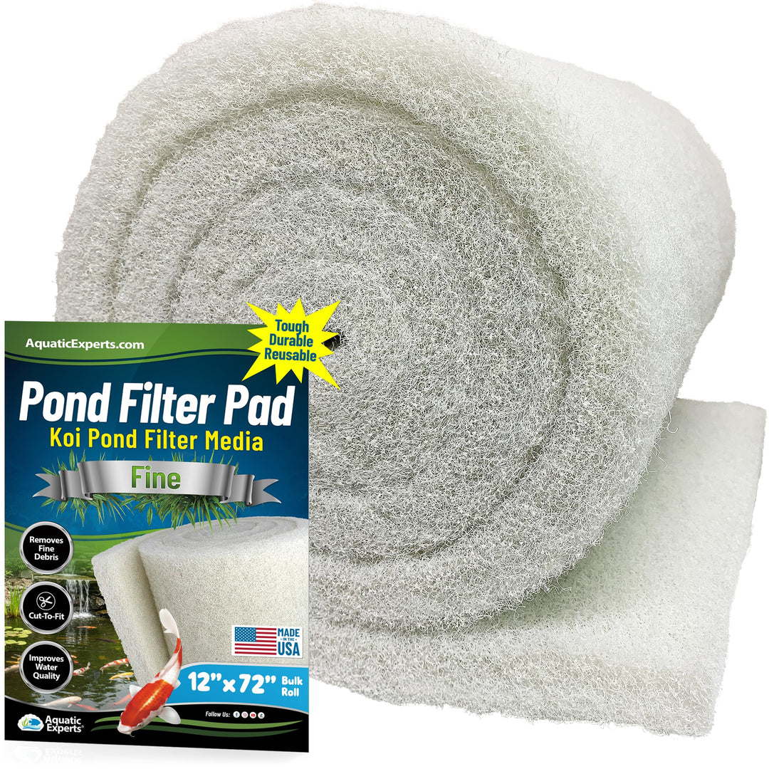 Classic Koi Pond Filter Pad FINE - White Bulk Roll Pond Filter Media, Ultra-Durable Pond Filters for Outdoor Ponds, Reusable Fish Pond Filter Material, USA, (3/4 - 1 x 12 x 72)