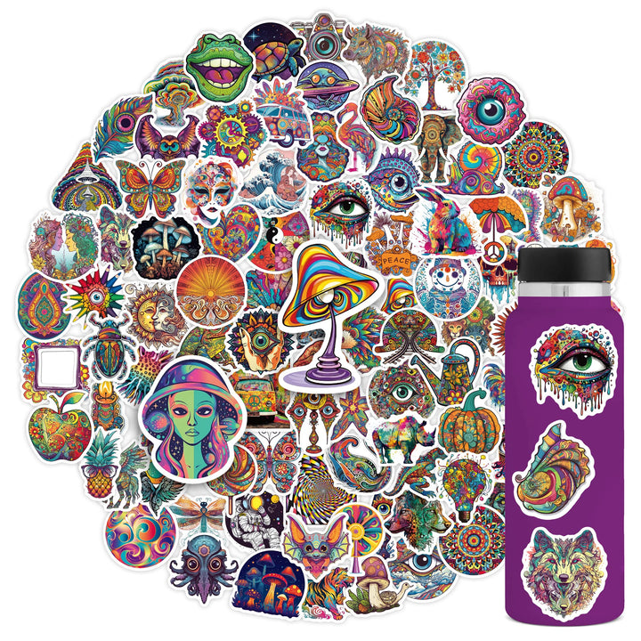 100Pcs Hippie Stickers for Adults, Peace Love Stickers Vinyl Waterproof Stickers for HydroFlask Water Bottle Laptop Computer Skateboard