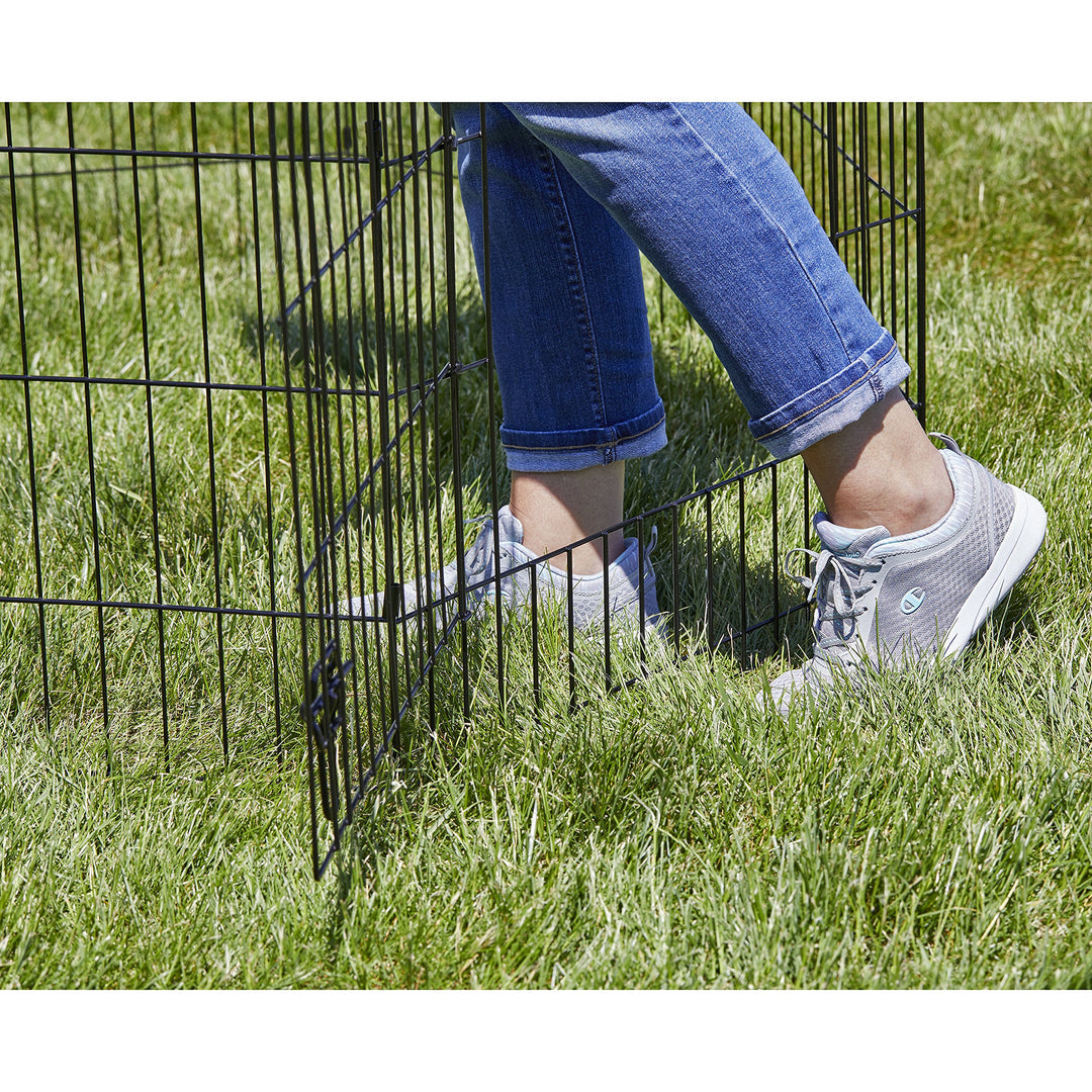 Dog Exercise Pen &amp; Playpen, 24 W x 36 H, with Door, Black