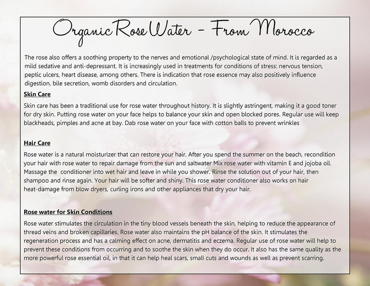Pure Organic Moroccan Rose Water, 120ml | Imported From Morocco | (Also Edible) Rich In Vitamin A And C, It Is Packed With Natural Antioxidants And Anti Inflammatory Qualities