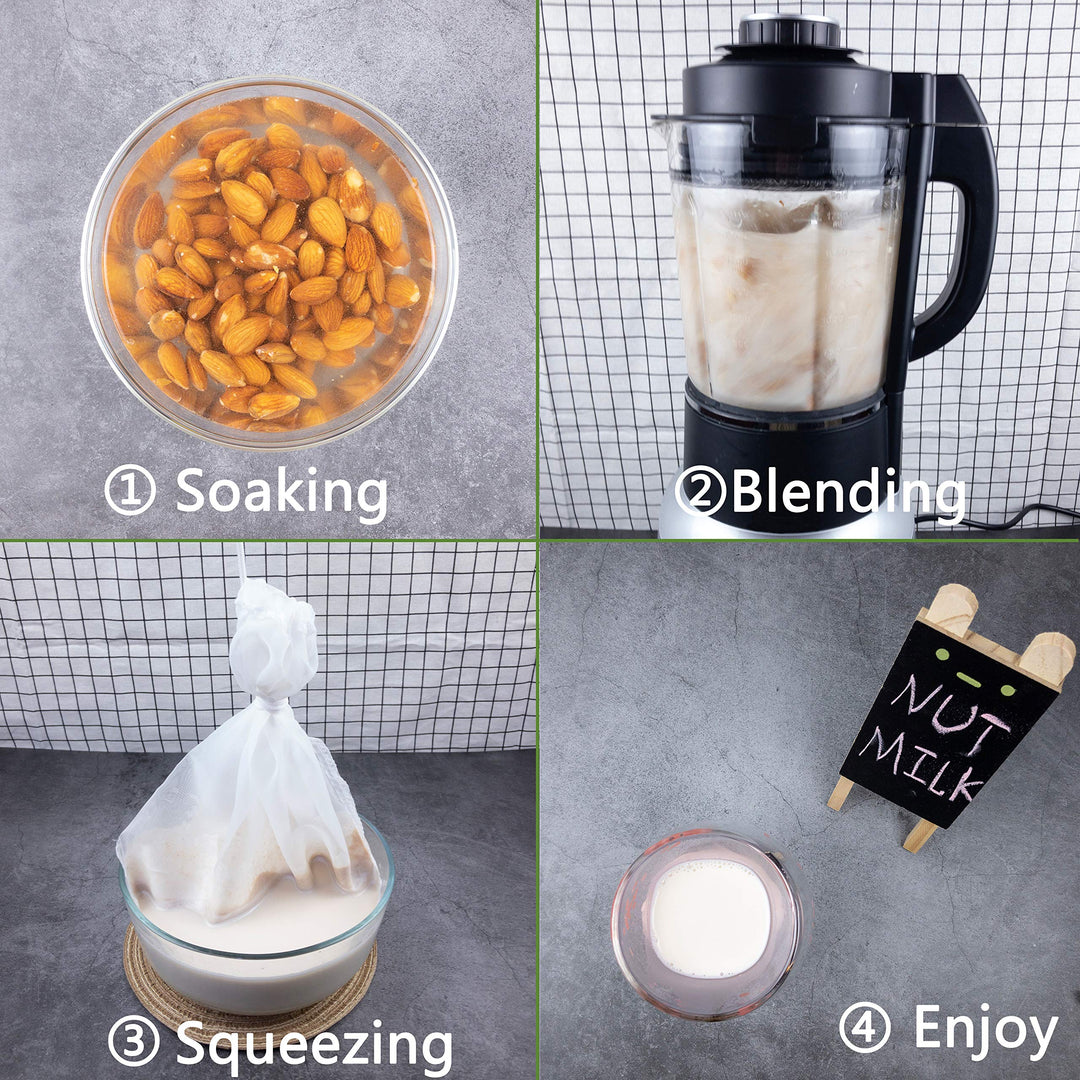 2 Pack - 80 Micron Nut Milk Bag - 12X12 Inches - Multiple Usage Reusable Food Strainer, Cold Brew Coffee Bag, Food Grade Nylon Mesh, BPA-Free, Cheesecloth Bag, Yogurt Strainer, Juice Filter