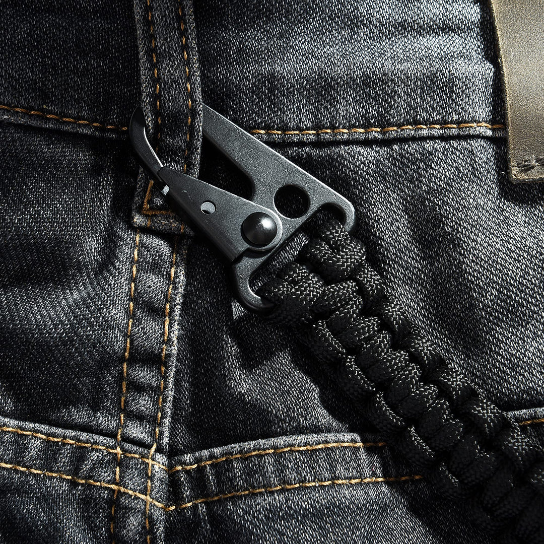 Sotir sport Paracord Keychain,Cobra Weave 550 Paracord,7.7 Inch Woven, 10 Feet Unraveled,Every Day Carry (Black)