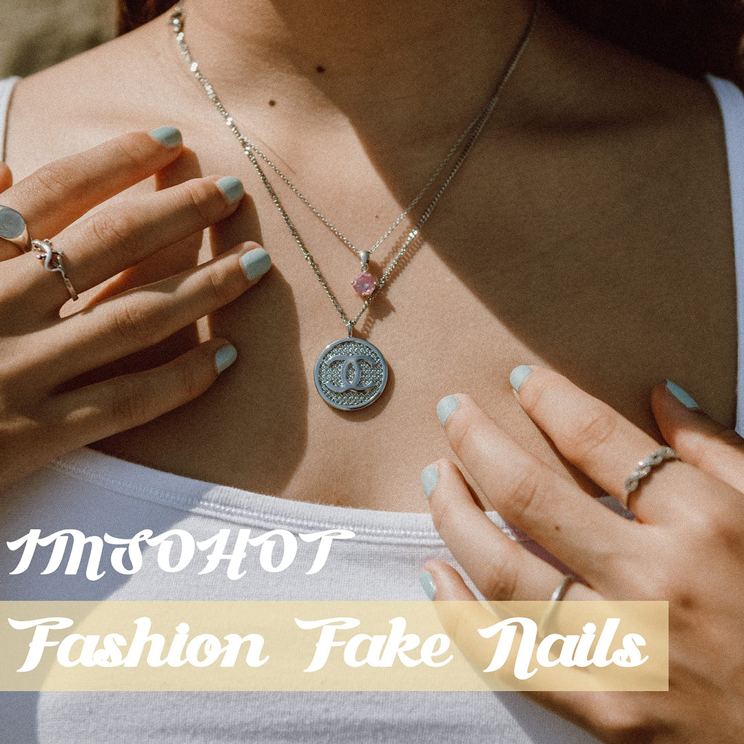 French Square Press on Nails Cute Squoval Glossy False Nails Long Fake Nails Light Fake Fingernails with Glue for Women and Girls(Purple)