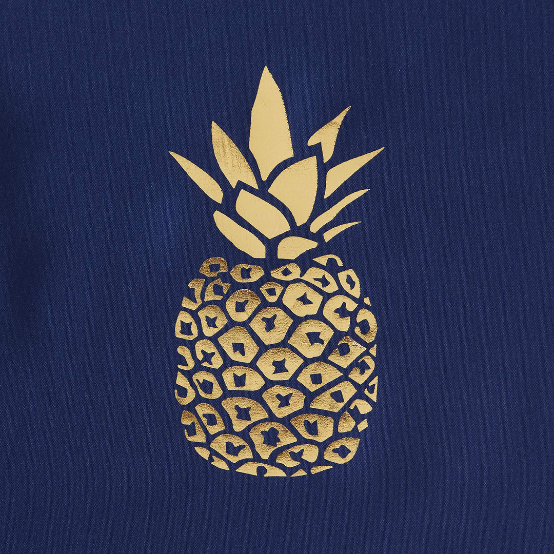 by Saturday Knight Ltd. Gilded Pineapple Fabric Shower Curtain, Navy/Gold