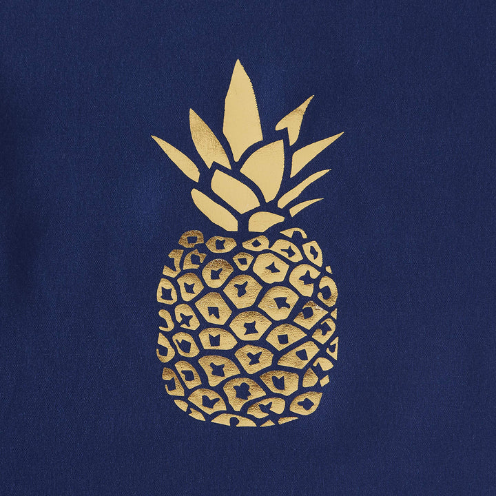 by Saturday Knight Ltd. Gilded Pineapple Fabric Shower Curtain, Navy/Gold