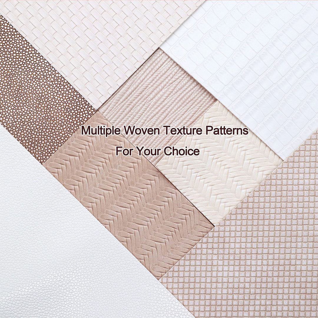 8Pcs/Set Braided Faux Leather Sheets Weave Embossed Textured Beige Series Mixed Woven Lattice Striped Vinyl Fabric A4 8x12 Inch for Making Bohemia Earrings Hair Bow Handbag and DIY Crafts