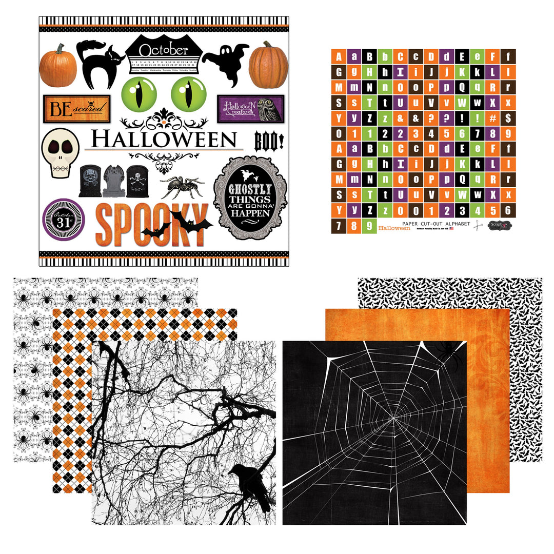 Themed Paper and Stickers Scrapbook Kit, Halloween
