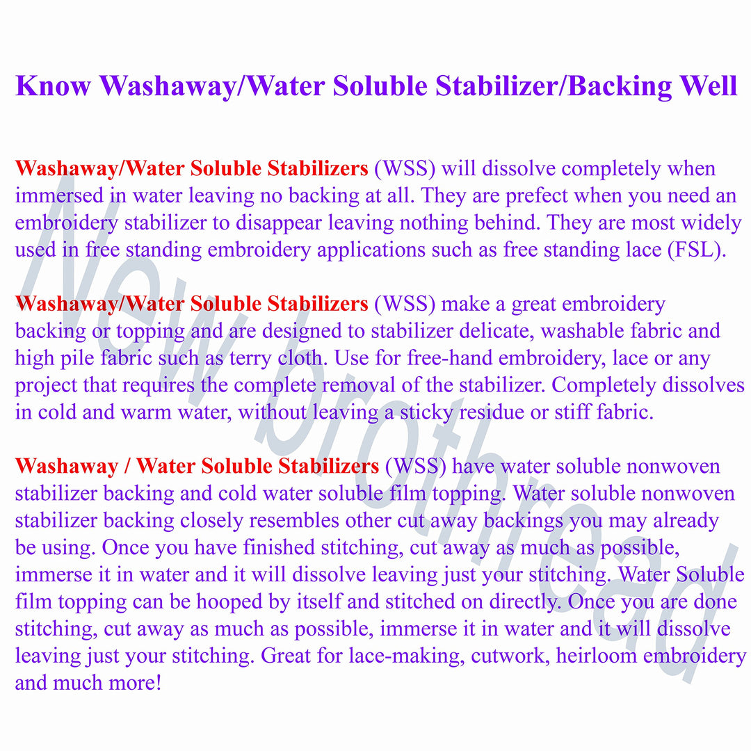 Wash Away - Water Soluble Machine Embroidery Stabilizer Backing &amp; Topping 12 x 25 Yd roll - Light Weight - Cut into Variable Sizes for Machine Embroidery and Hand Sewing