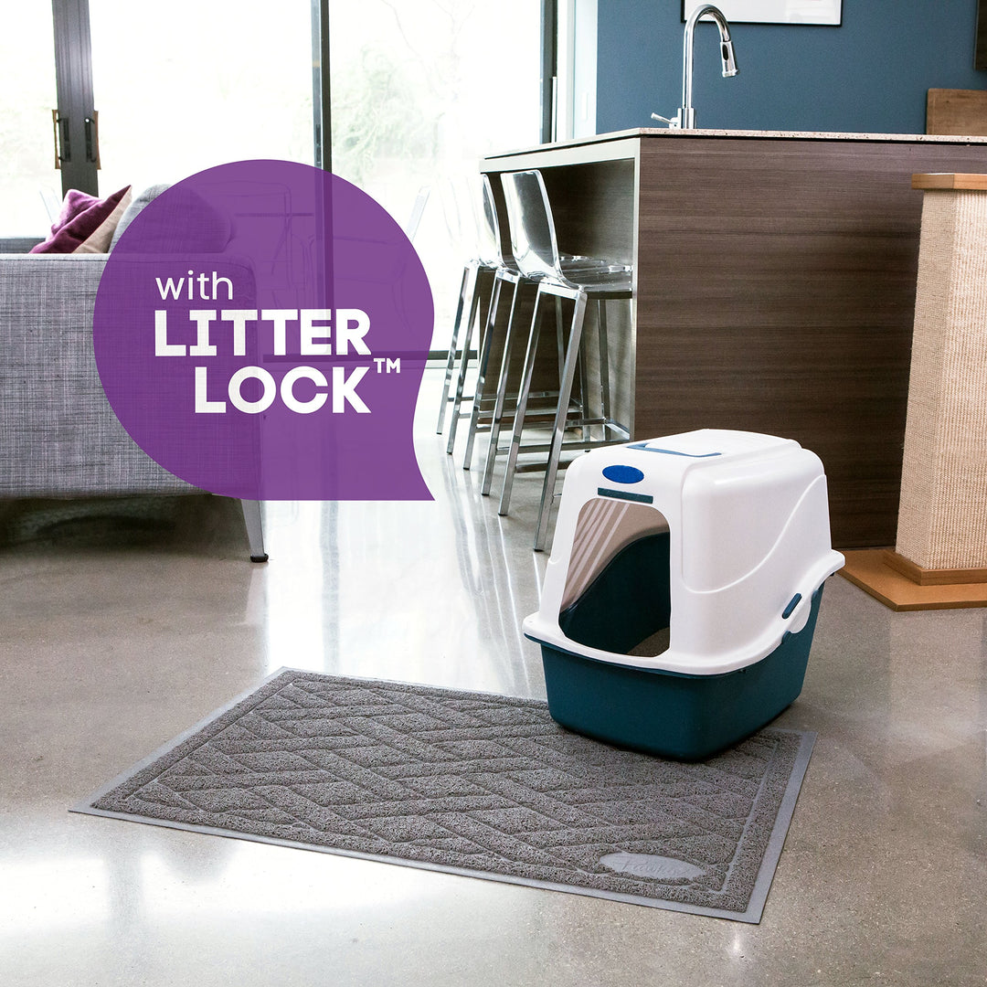 Cat Litter Mat, Patented Design with Litter Lock Mesh, Extra Large, Durable, Easy to Clean, Soft, Fits Under Litter Box, Litter Free Floors, Gray