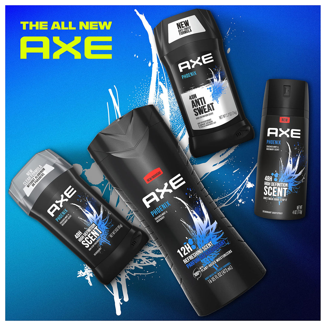 AXE Antiperspirant Deodorant For Men For Long Lasting Freshness Phoenix Crushed Mint And Rosemary 48 Hour Sweat Protection Mens Deodorant 2.7oz Twin Pk