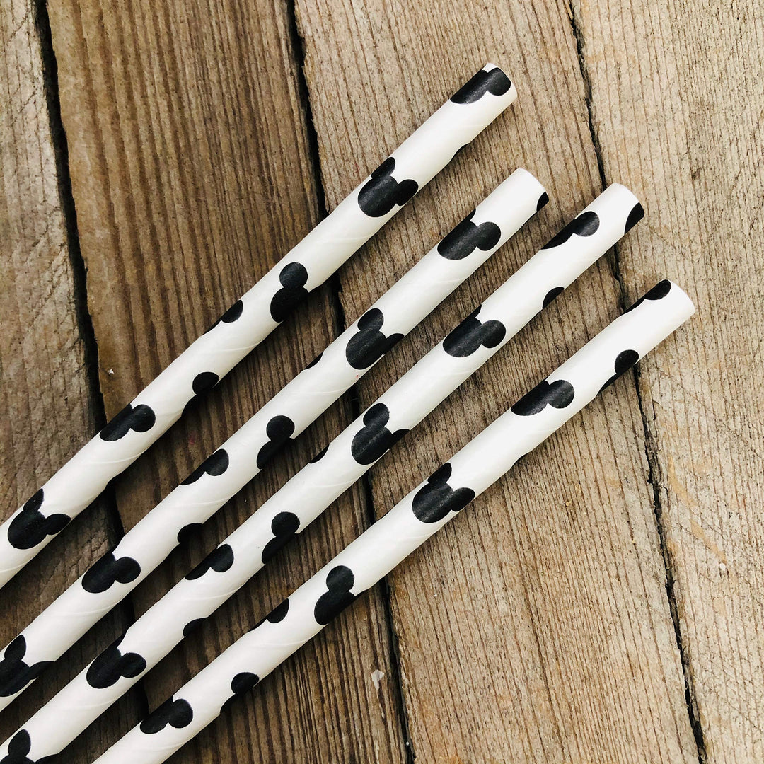 Mickey Mouse Inspired Paper Straws - Mouse Ears - Black