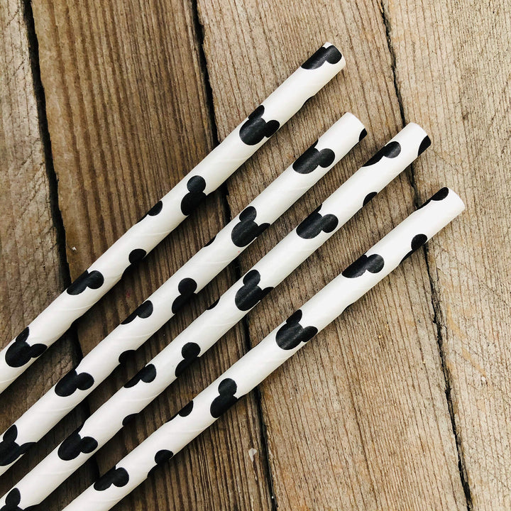 Mickey Mouse Inspired Paper Straws - Mouse Ears - Black