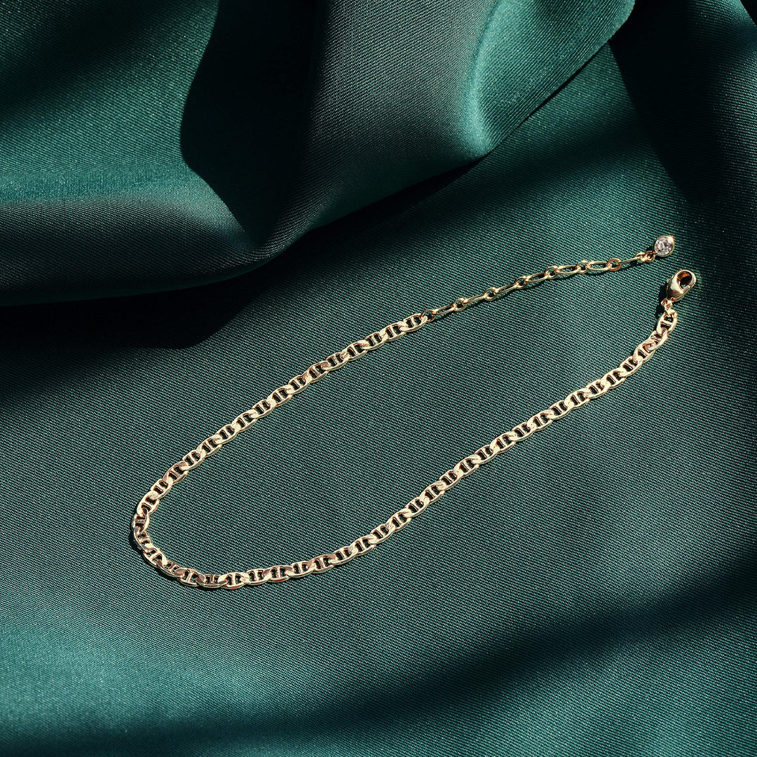 Link Chain Anklet 14K Gold Plated Boho Cute Dainty Mariner Chain Foot Ankle Bracelet Women