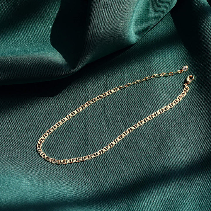 Link Chain Anklet 14K Gold Plated Boho Cute Dainty Mariner Chain Foot Ankle Bracelet Women