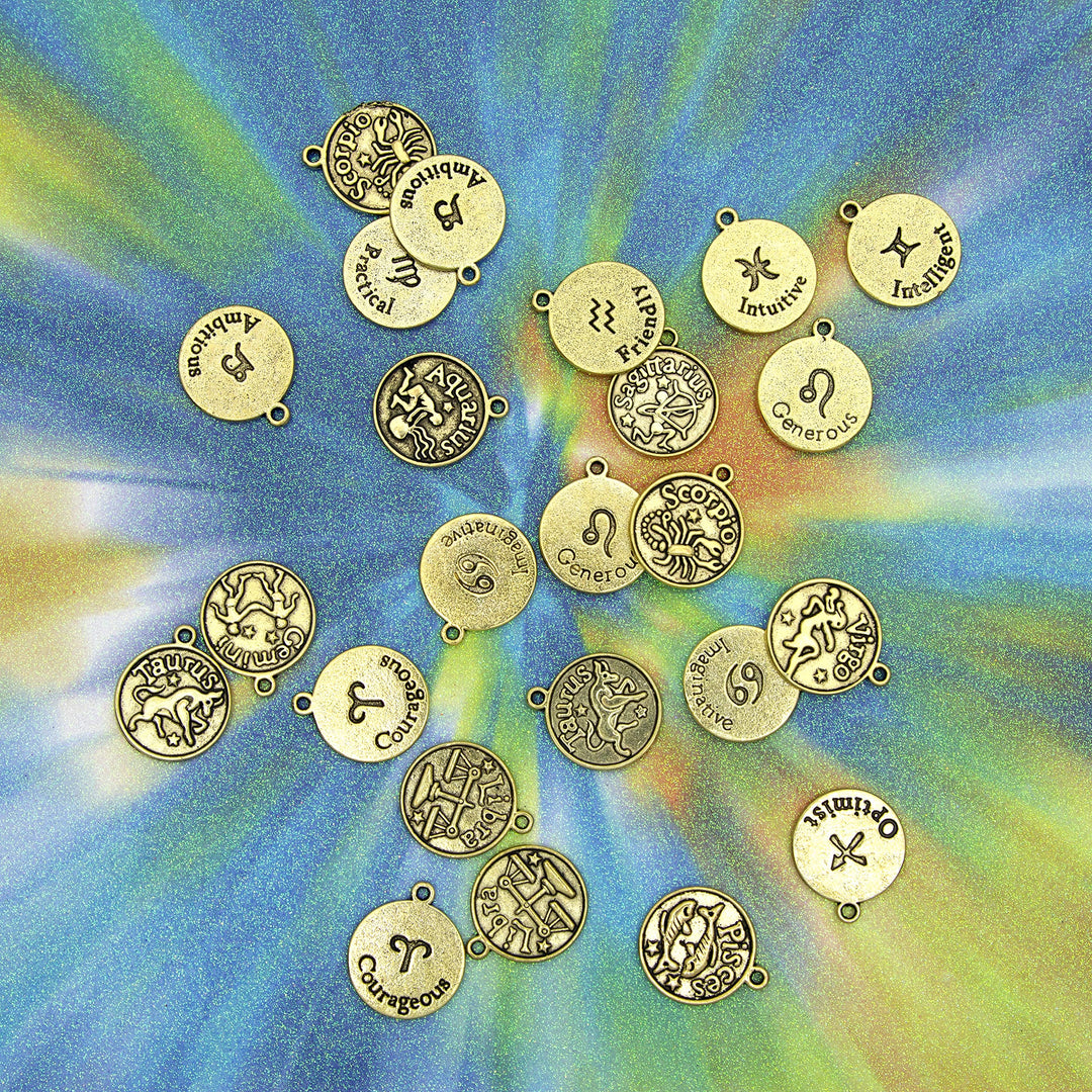 Cousin DIY Zodiac Charm Set, 24 Count, Gold