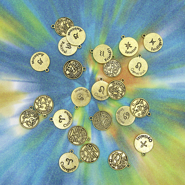 Cousin DIY Zodiac Charm Set, 24 Count, Gold