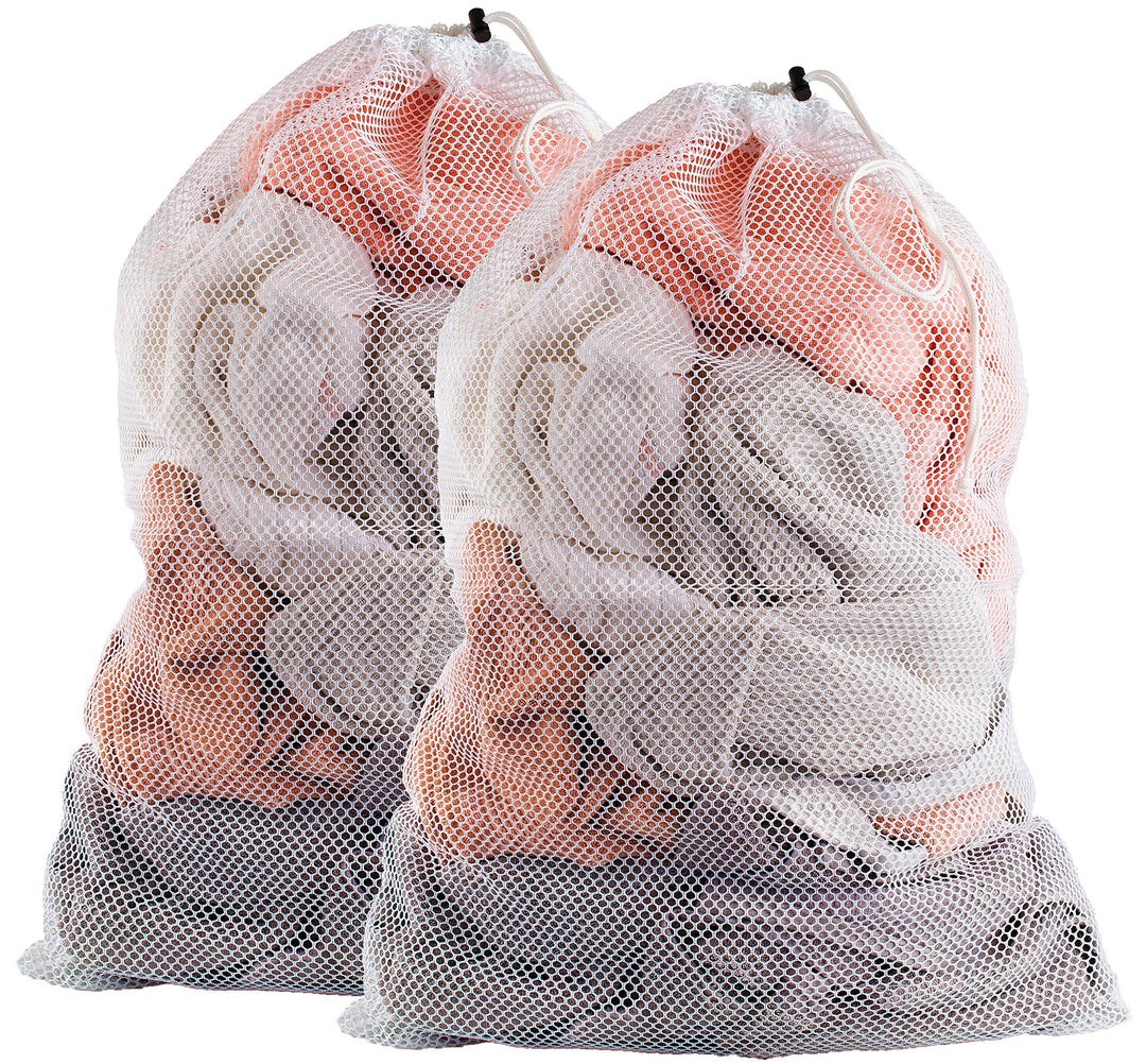 Mesh Laundry Bag - Secure Drawstring Closure, Machine Washable, Spacious Storage, Durable Material, Commercial Factories, College Dorm, Laundromat, Apartments. (24 x 36 | White)