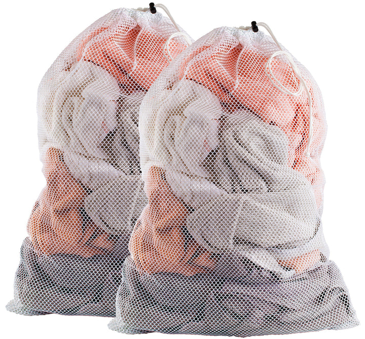 Mesh Laundry Bag - Secure Drawstring Closure, Machine Washable, Spacious Storage, Durable Material, Commercial Factories, College Dorm, Laundromat, Apartments. (24 x 36 | White)