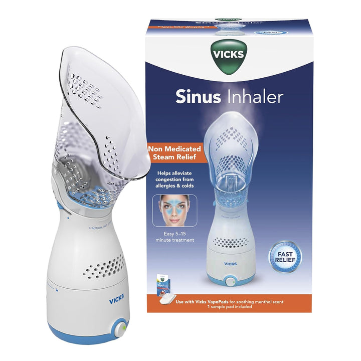 Vicks Personal Sinus Steam Inhaler with Soft Face Mask – Face Humidifier with Targeted Steam - Aids with Sinus Problems, Congestion and Cough, Works With Vicks VapoPads (not included)