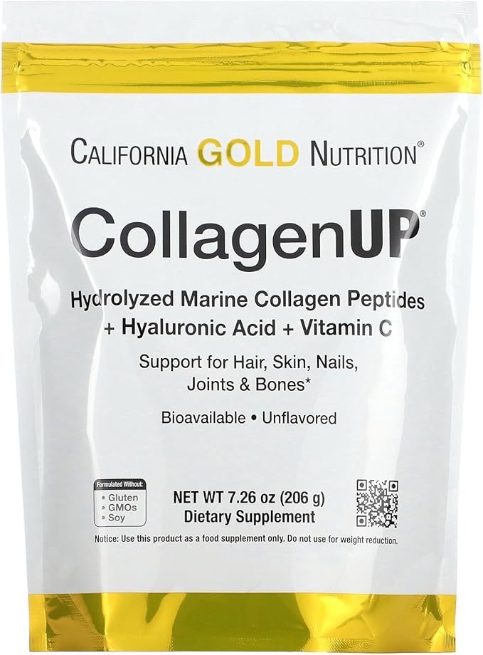 Collagen Peptides Powder with Hyaluronic Acid, Support for Healthy Hair, Skin, Nails, Joints and Bones, Non-GMO, Gluten and Dairy Free, Unflavored, 7.26 oz, Fish Sourced